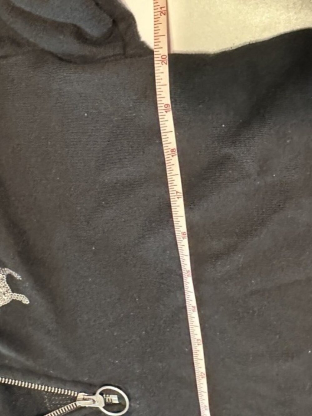 Victoria’s Secret Black Y2K Bling Dog Logo BLING SLEEVES Hoodie Medium READ - Picture 6 of 8